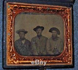 Civil War Confederate Soldiers 1/6 Plate Tintype Decorative Case & Mat