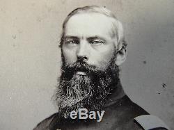 Civil War Era Bearded Uniformed Officer with Sword CDV Photo Soldier Worcester MA