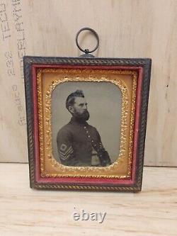 Civil War Era Soldier Photo Framed Case Antique