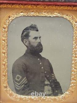 Civil War Era Soldier Photo Framed Case Antique