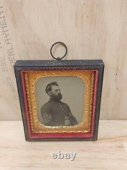 Civil War Era Soldier Photo Framed Case Antique