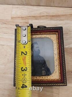 Civil War Era Soldier Photo Framed Case Antique