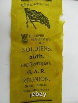 Civil War GAR Reunion Yellow Ribbon Circa 1900 Sedan Kansas Union Soldiers
