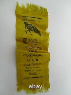 Civil War GAR Reunion Yellow Ribbon Circa 1900 Sedan Kansas Union Soldiers