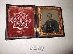 Civil War (Navy) Soldier 1/9 Plate Ambrotype Thermoplastic Case