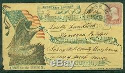 Civil War Patriotic Cover'SOLDIER'S LETTER' Star Spangled Banner Musical Notes