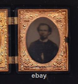 Civil War Peek-A-Boo Hard Case Image of 1st Lt & Female RARE Less than 50 Known