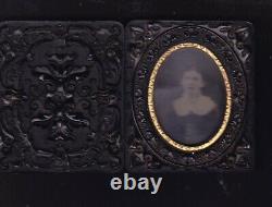 Civil War Peek-A-Boo Hard Case Image of 1st Lt & Female RARE Less than 50 Known