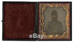 Civil War Photo Tintype Union Soldier Full Case Gilded Kepi Photograph Portrait