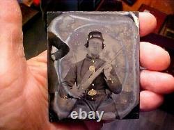 Civil War Photograph 1/6 Plate Union SOLDIER withMusket Cap Box Breast Plate, etc