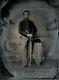 Civil War Quarter Plate Tintype Double Armed Union Soldier