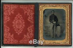 Civil War Quarter Plate Tintype Double Armed Union Soldier
