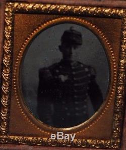 Civil War Soldier 1/16 Plate Tintype Wood Case withClasp