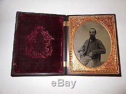 Civil War Soldier 1/2 Plate Tintype & Thermoplastic Case