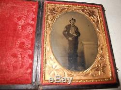 Civil War Soldier 1/4 Plate Tintype Full Case
