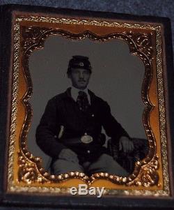 Civil War Soldier 1/6 Plate Ambrotype Patriotic Case & Mat #I