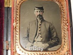 Civil War Soldier 1/6 Plate Ambrotype & Thermoplastic Case