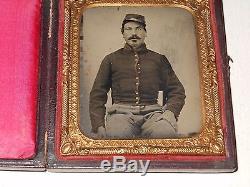 Civil War Soldier 1/6 Plate Tintype & Full Case