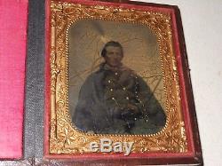 Civil War Soldier 1/6 Plate Tintype Full Case