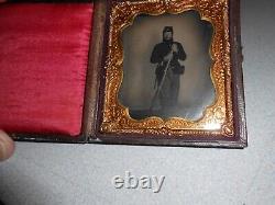 Civil War Soldier 1/6 Plate Tintype Full Case