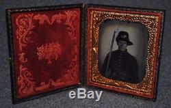 Civil War Soldier 1/6 Plate Tintype withTinting Case withMat #O RARE