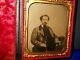 Civil War Soldier 1/6th size Tintype of man with Kepi on table