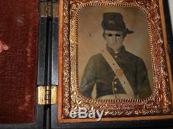 Civil War Soldier 1/9 Plate Ambrotype & Thermoplastic Case