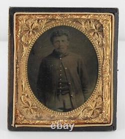Civil War Soldier 1860 Red Hair Uniform Overcoat Jacket Tintype Photo Army Q8615