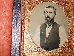 Civil War Soldier 20th Corps Badge 1/6 Plate Tintype Full Case
