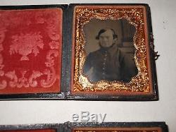 Civil War Soldier (4) 1/9 Plate Tintype & Full Case