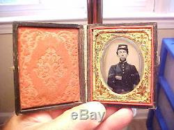 Civil War Soldier AMBROTYPE Photograph MEDICAL SERVICES withCaduceus Arm Band RARE