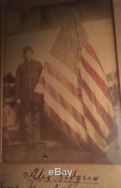 Civil War Soldier Alex Rodgers 83rd Reg. PA Volunteers Photograph with Battle Flag