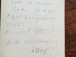 Civil War Soldier CDV Image ID'd A Hilton POW Gettysburg 76th NY KIA Wilderness