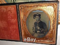 Civil War Soldier (Cavalryman) 1/6 Plate Tintype & Full Case