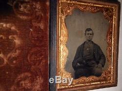 Civil War Soldier Corps Badge 1/4 Plate Tintype Full Case