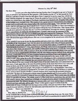 Civil War Soldier Letter Farrar Conner Jeff Davis Legion Cav Monroe LA 7/25/65