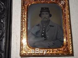Civil War Soldier (Letter On Hat) 1/9 Ambrotype Patriotic Case