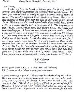 Civil War Soldier Letter Thomas Coleman, 6th MO Vol Camp Near Memphis 12 18,1862