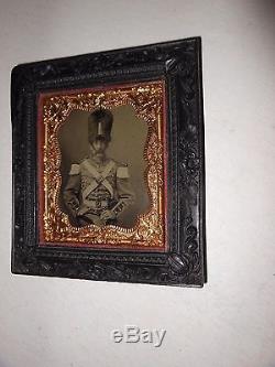 Civil War Soldier / Militia 1/6 Plate Tintype Thermoplastic Hanging Frame