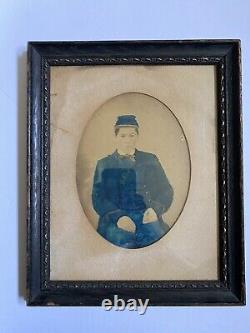 Civil War Soldier Photo In Frame Hand Painted Ohio