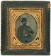 Civil War Soldier, Quadruple Armed, Tinted Tintype, in Wall Frame