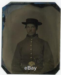 Civil War Soldier Tinted Tintype Wearing Private Purchase Cap, Union Case