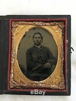 Civil War Soldier Tintype - Seated Soldier in Uniform