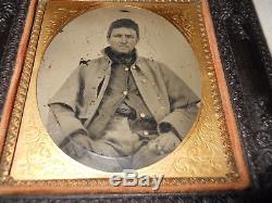 Civil War Soldier holding Peach 1/6 Ambrotype Thermoplastic Hanging Frame