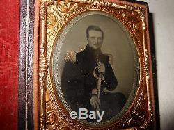 Civil War Soldier holding Sword 1/6 Plate Tintype & Full Case