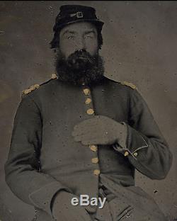 Civil War Soldier tintype Levi J. Romig 147th Reg Penn. Inf. Note GREAT CONTENT