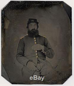 Civil War Soldier tintype Levi J. Romig 147th Reg Penn. Inf. Note GREAT CONTENT