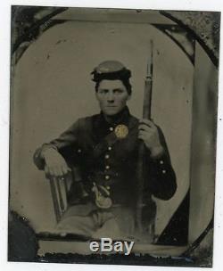 Civil War Soldier with Musket Tintype