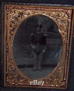 Civil War Soldier withSword 1/9 Plate Tintype Case withMat #P