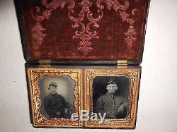 Civil War Soldiers (2) 1/9 Plate Ambrotype & Thermoplastic Case